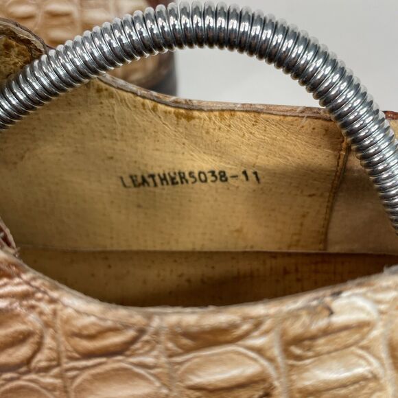 Zota Mens Alligator Oxford Shoes, Size 11, Tan/Brown, Square Toe, Leather 5038 - Picture 6 of 11